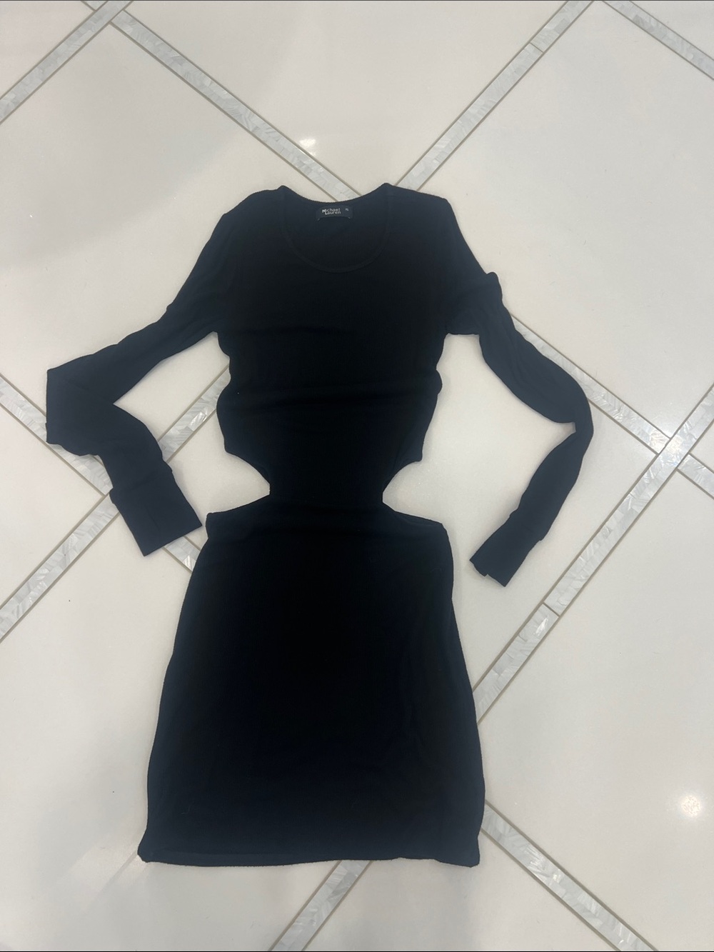 Michael Lauren Black Mini Dress with Side Cutouts